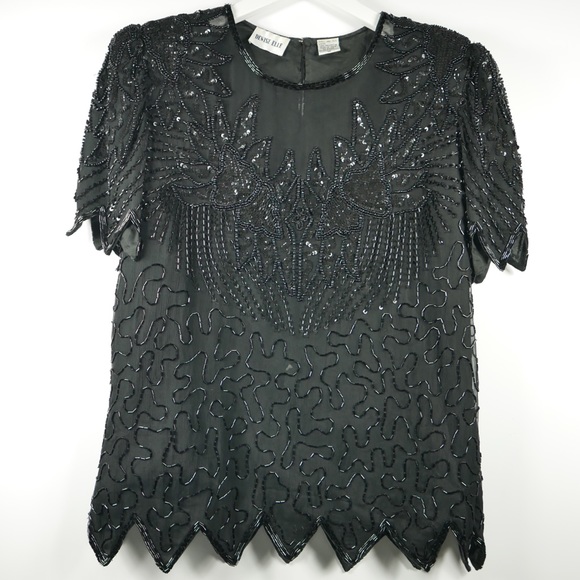 (SOLD) Vintage 80s Denise Elle Evening Top - Picture 2 of 7